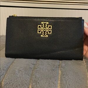 Tory Burch Black Pebbled Leather Wallet